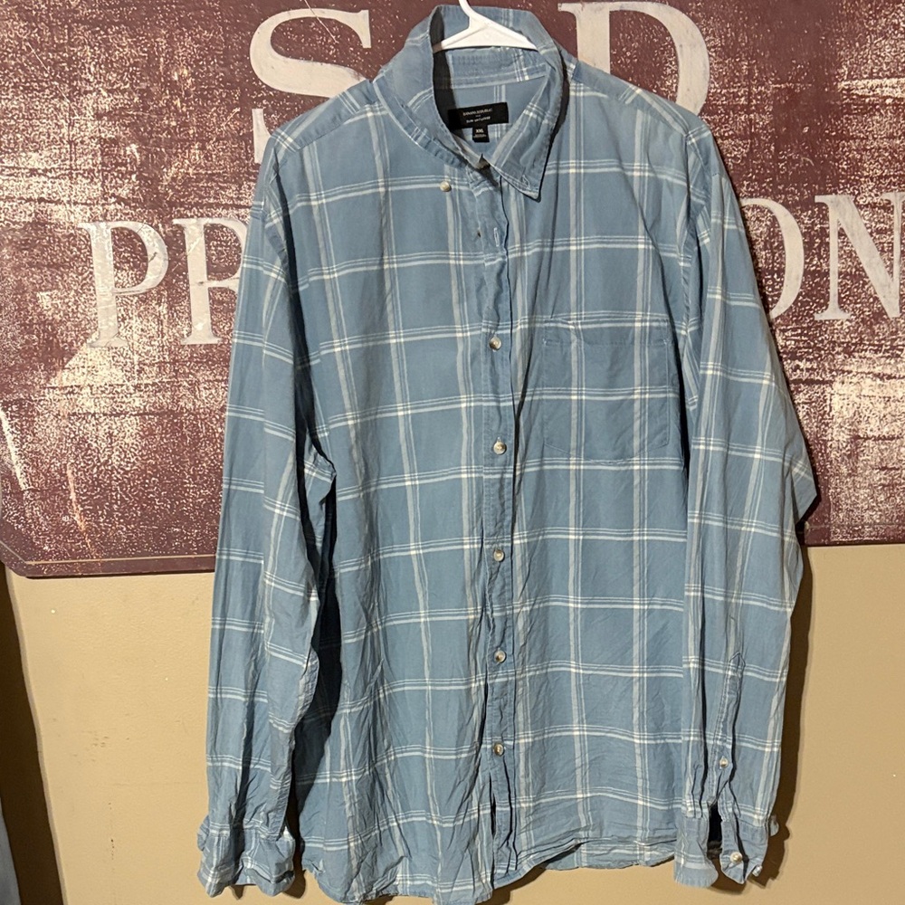 Banana Republic Light Blue Checkered Shirt